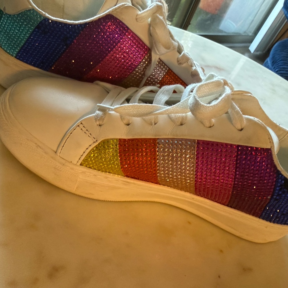 Kurt Geiger White and Multicolor Sequin Sneakers